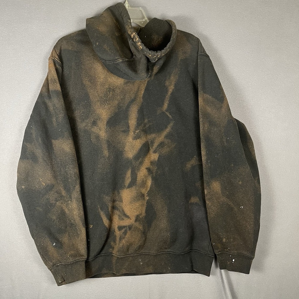 Carhartt Sweatshirt Hoodie Mens Large Black Upcycled Dye Loose Fit - Picture 2 of 7